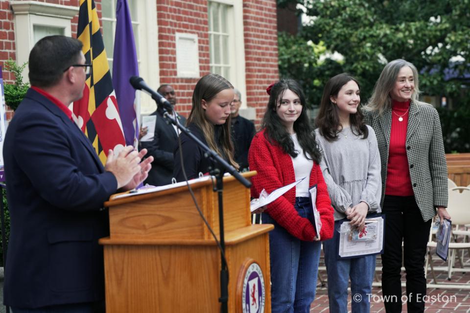 Poster winners are recognized. Photo Courtesy of Town of Easton.